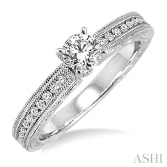 1/5 Ctw Round Cut Diamond Semi-Mount Engagement Ring in 14K White Gold