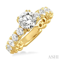1 Ctw Diamond Semi-Mount Engagement Ring in 14K Yellow Gold