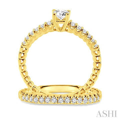 3/4 Ctw Diamond Wedding Set with 1/2 Ctw Round Cut Engagement Ring and 1/4 Ctw Wedding Band in 14K Yellow Gold