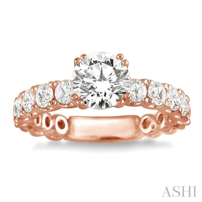 5/8 Ctw Diamond Semi-Mount Engagement Ring in 14K Rose Gold
