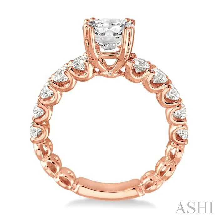 5/8 Ctw Diamond Semi-Mount Engagement Ring in 14K Rose Gold