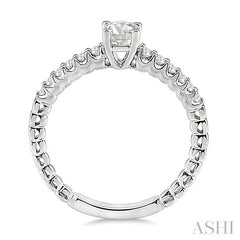 1/2 Ctw Diamond Engagement Ring with 1/4 Ct Round Cut Center Stone in 14K White Gold