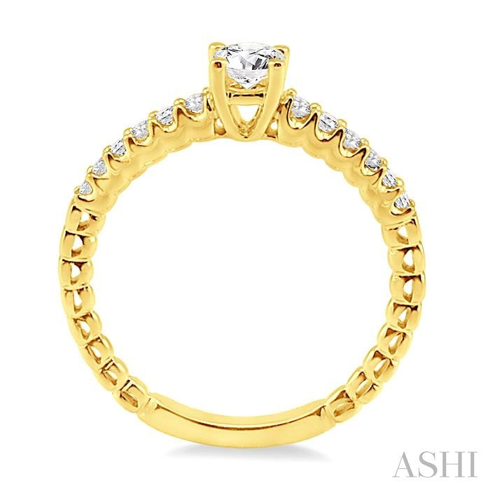 1/4 Ctw Round Cut Diamond Semi-Mount Engagement Ring in 14K Yellow Gold