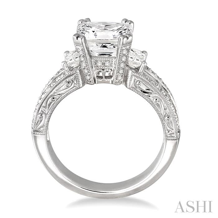 1 1/4 Ctw Diamond Semi-Mount Engagement Ring in 18K White Gold