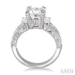 1 1/4 Ctw Diamond Semi-Mount Engagement Ring in 18K White Gold
