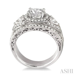 1 1/10 Ctw Diamond Semi-Mount Engagement Ring in 18K White Gold