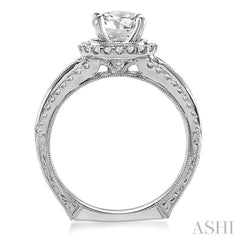 1 1/5 Ctw Diamond Engagement Ring with 3/4 Ct Round Cut Center Stone in 14K White Gold