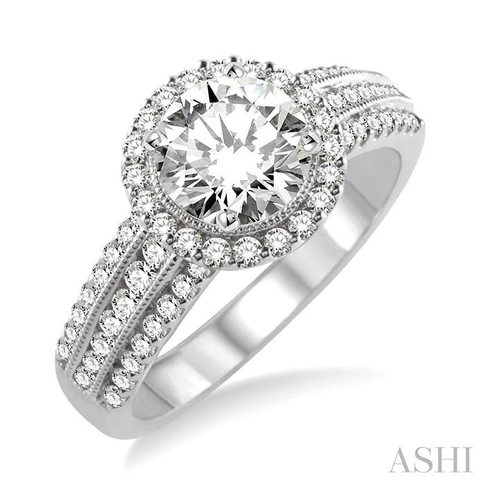 5/8 Ctw Diamond Semi-Mount Engagement Ring in 14K White Gold