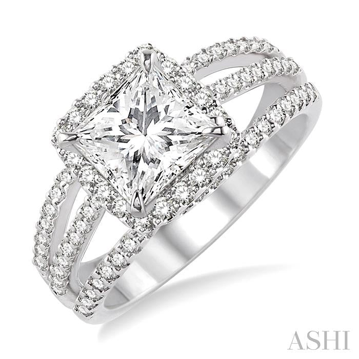 3/4 Ctw Diamond Semi-Mount Engagement Ring in 14K White Gold