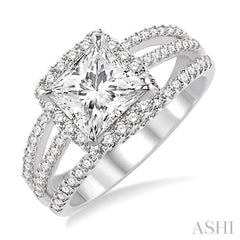 3/4 Ctw Diamond Semi-Mount Engagement Ring in 14K White Gold