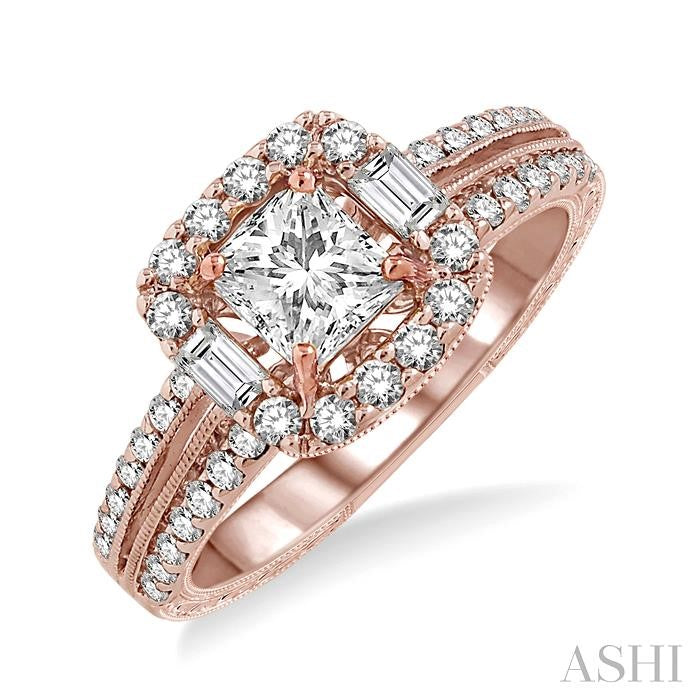 5/8 Ctw Diamond Semi-Mount Engagement Ring in 14K Rose Gold