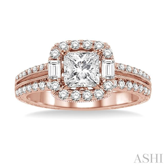 5/8 Ctw Diamond Semi-Mount Engagement Ring in 14K Rose Gold