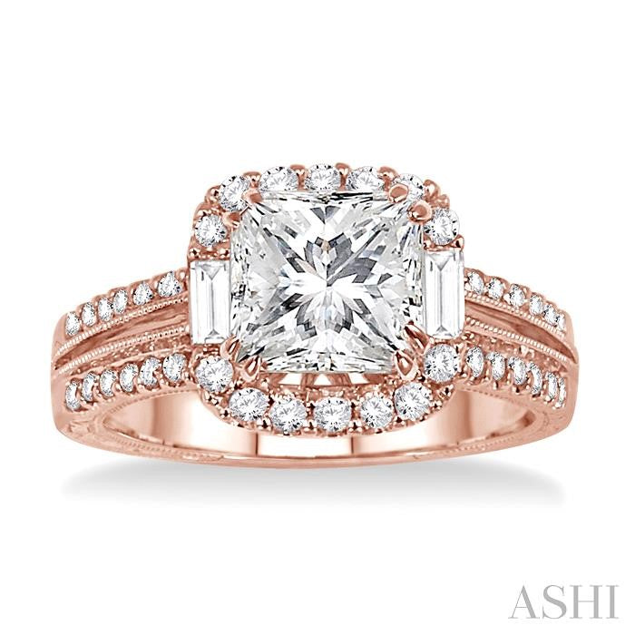 1/2 Ctw Diamond Semi-Mount Engagement Ring in 14K Rose Gold