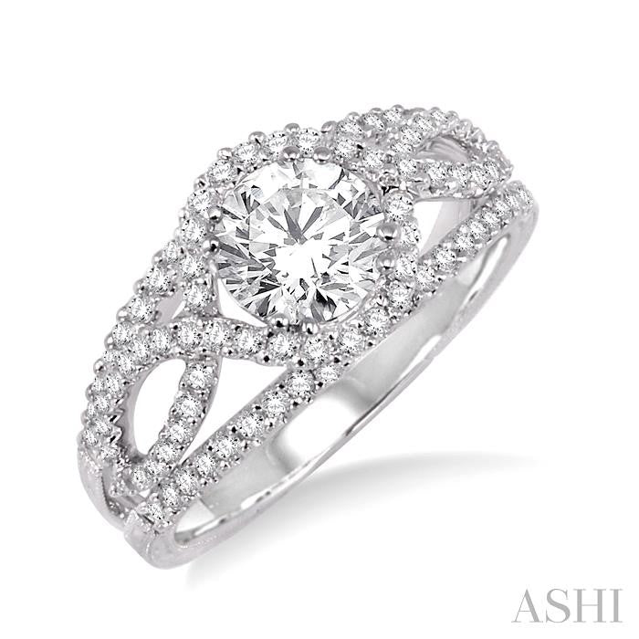 5/8 Ctw Diamond Semi-Mount Engagement Ring in 14K White Gold