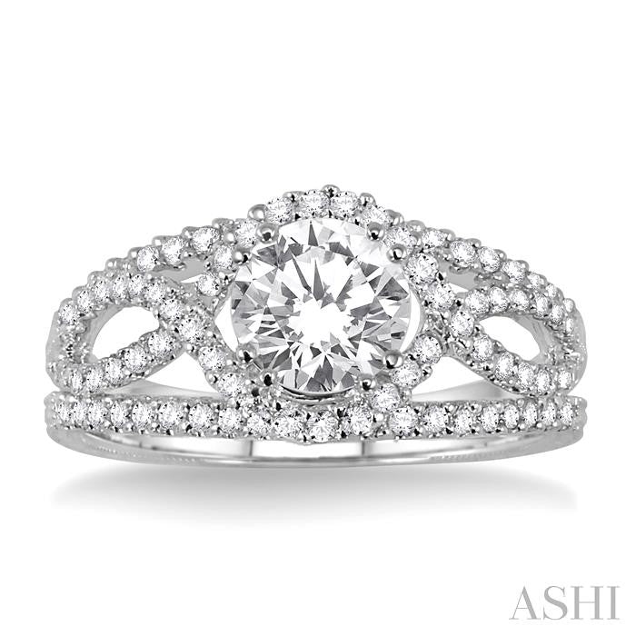 5/8 Ctw Diamond Semi-Mount Engagement Ring in 14K White Gold