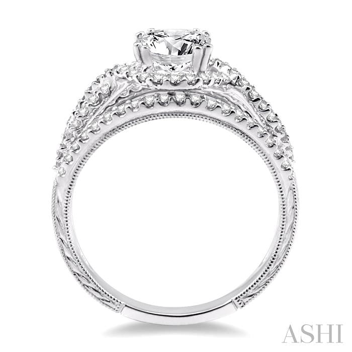 5/8 Ctw Diamond Semi-Mount Engagement Ring in 14K White Gold