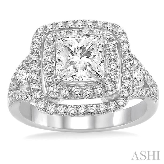7/8 Ctw Diamond Semi-Mount Engagement Ring in 14K White Gold