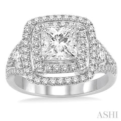 7/8 Ctw Diamond Semi-Mount Engagement Ring in 14K White Gold