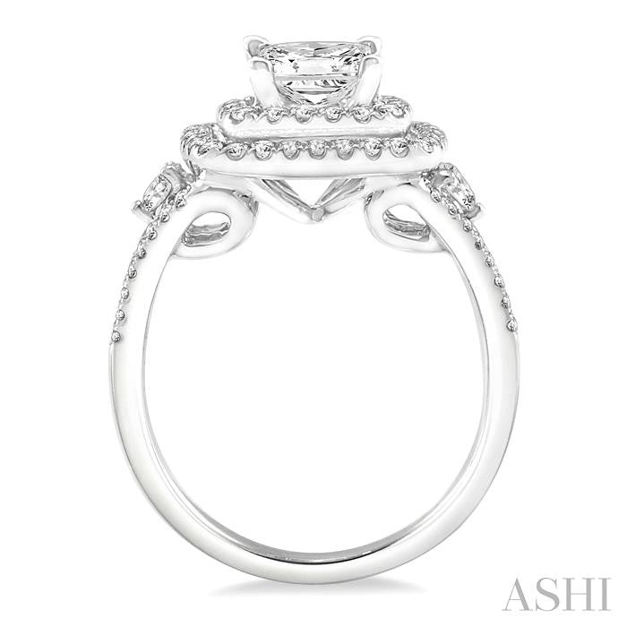 7/8 Ctw Diamond Semi-Mount Engagement Ring in 14K White Gold