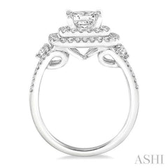7/8 Ctw Diamond Semi-Mount Engagement Ring in 14K White Gold