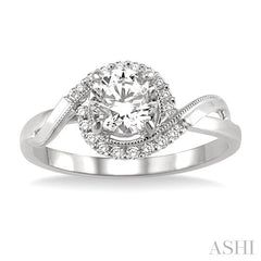 1/3 Ctw Diamond Engagement Ring with 1/5 Ct Round Cut Center Stone in 14K White Gold