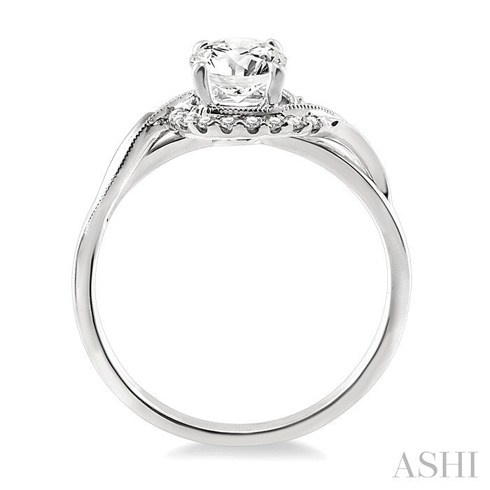 1/3 Ctw Diamond Engagement Ring with 1/5 Ct Round Cut Center Stone in 14K White Gold