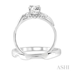 1/3 Ctw Diamond Wedding Set with 1/3 Ctw Round Cut Engagement Ring and Shadow Band in 14K White Gold