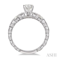 1/2 Ctw Diamond Engagement Ring with 1/4 Ct Round Cut Center Stone in 14K White Gold