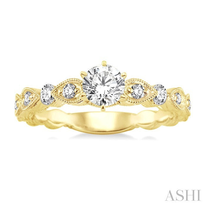 1/5 Ctw Diamond Semi-Mount Engagement Ring in 14K Yellow Gold