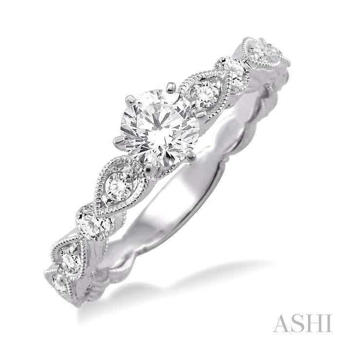 1/5 Ctw Diamond Semi-Mount Engagement Ring in 14K White Gold