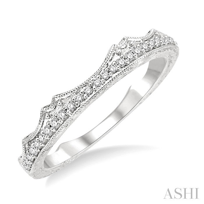1/10 Ctw Round Cut Diamond Wedding Band in 14K White Gold