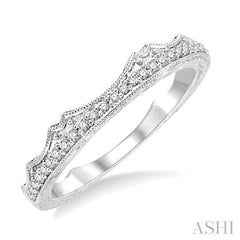 1/10 Ctw Round Cut Diamond Wedding Band in 14K White Gold