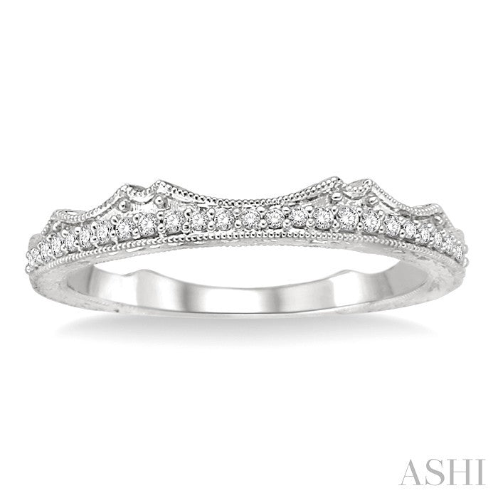 1/10 Ctw Round Cut Diamond Wedding Band in 14K White Gold
