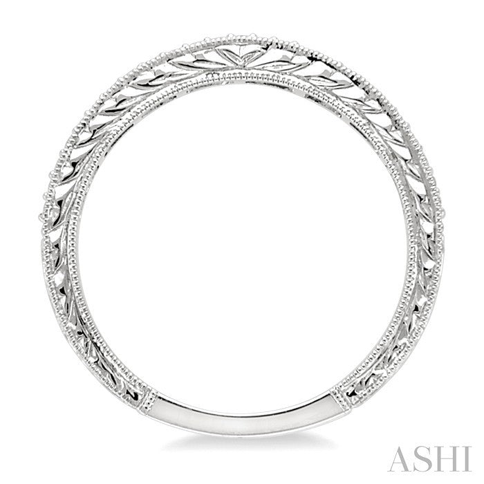 1/10 Ctw Round Cut Diamond Wedding Band in 14K White Gold