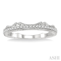 1/10 Ctw Round Cut Diamond Wedding Band in 14K White Gold