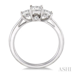 1 Ctw Diamond Engagement Ring with 3/8 Ct Princess Cut Center Stone in 14K White Gold