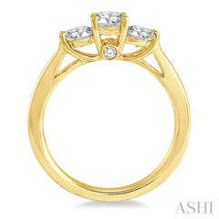 1 ctw Diamond Engagement Ring with 3/8 ct Round Cut Center Stone in 14K Yellow Gold