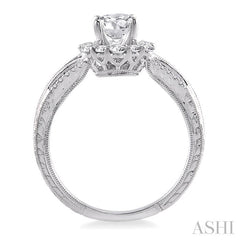 1 Ctw Diamond Engagement Ring with 5/8 Ct Round Cut Center Stone in 14K White Gold