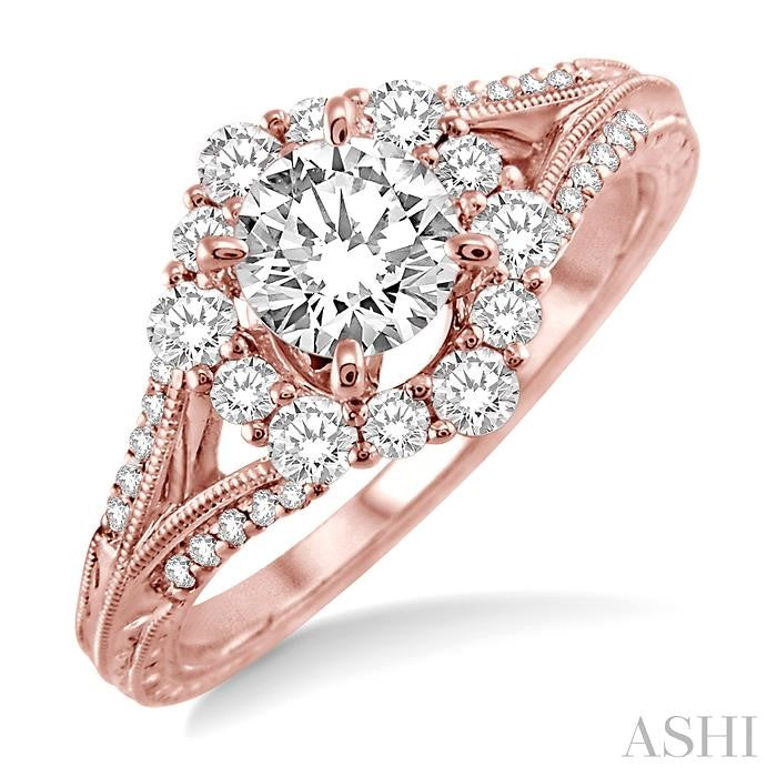 3/8 Ctw Diamond Semi-Mount Engagement Ring in 14K Rose Gold