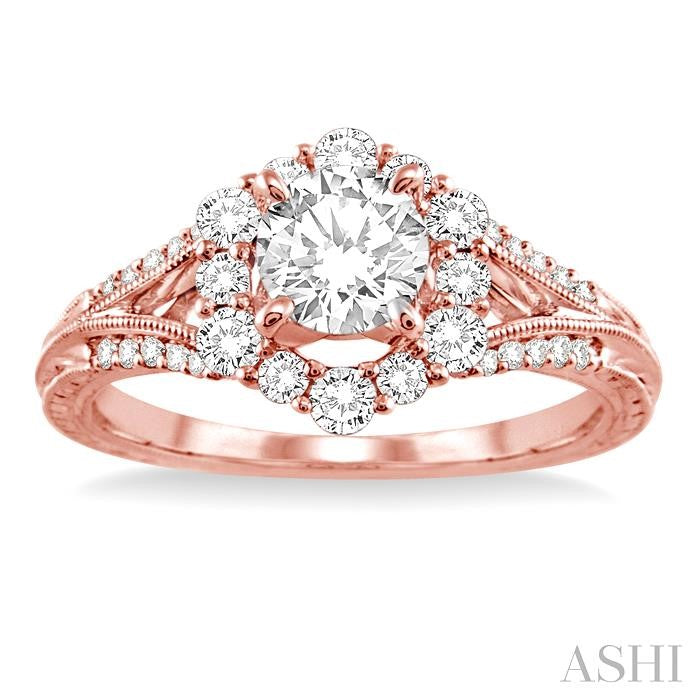 3/8 Ctw Diamond Semi-Mount Engagement Ring in 14K Rose Gold