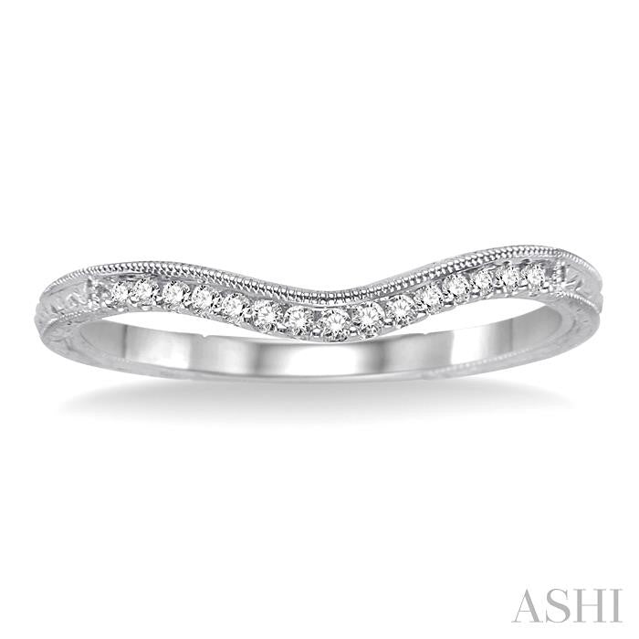 1/10 Ctw Round Cut Diamond Wedding Band in 14K White Gold