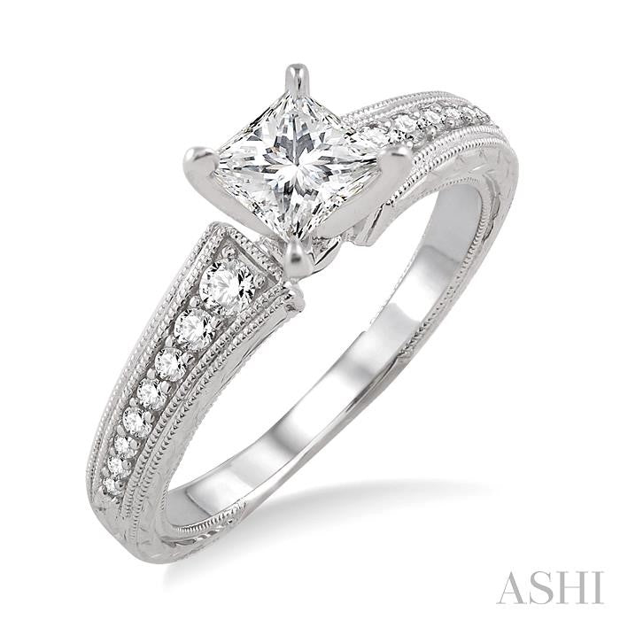 1/4 Ctw Diamond Semi-Mount Engagement Ring in 14K White Gold