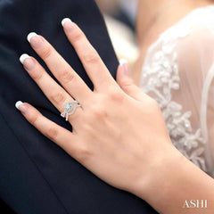 3/4 Ctw Diamond Wedding Set with 5/8 Ctw Round Cut Engagement Ring and 1/10 Ctw Wedding Band in 14K White Gold
