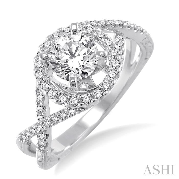 1/3 Ctw Diamond Semi-Mount Engagement Ring in 14K White Gold