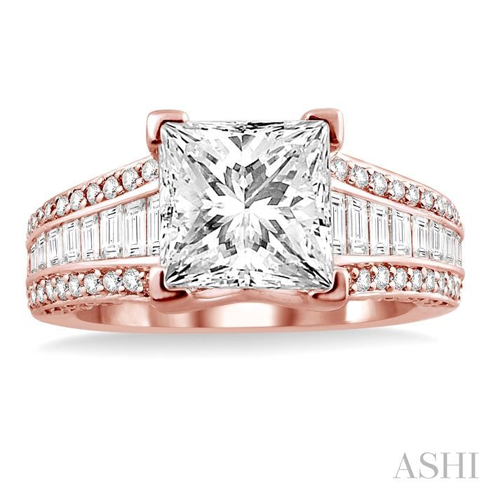 1 1/3 Ctw Diamond Semi-Mount Engagement Ring in 14K Rose Gold