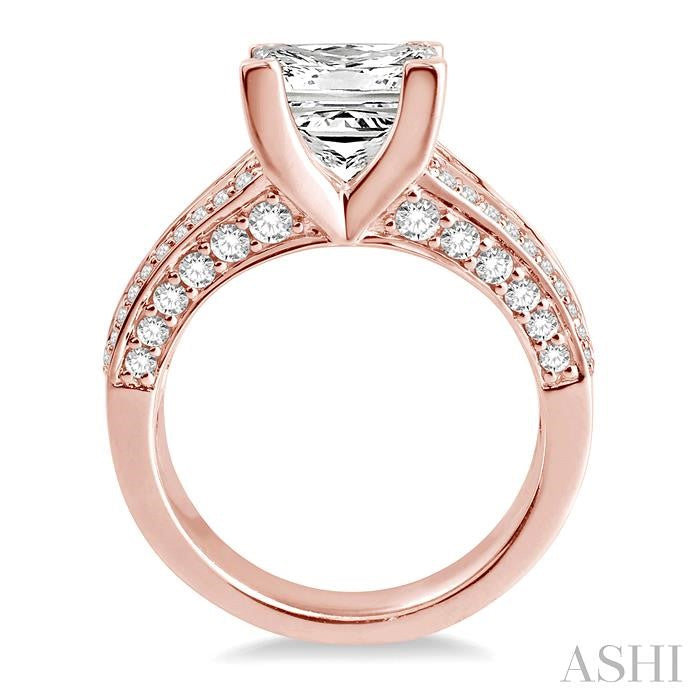 1 1/3 Ctw Diamond Semi-Mount Engagement Ring in 14K Rose Gold