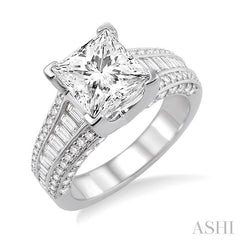 1 1/3 Ctw Diamond Semi-Mount Engagement Ring in 14K White Gold