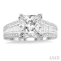 1 1/3 Ctw Diamond Semi-Mount Engagement Ring in 14K White Gold