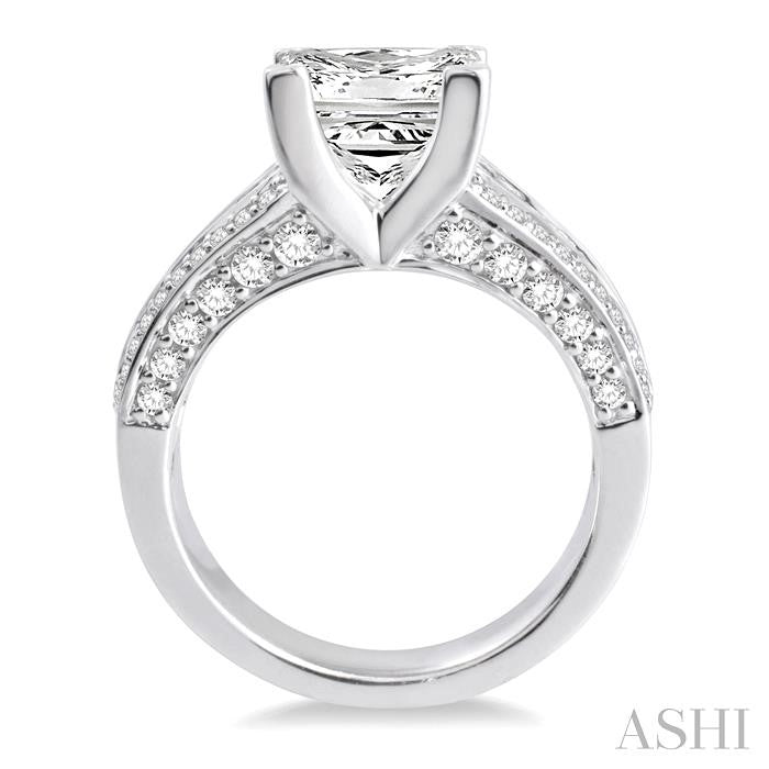 1 1/3 Ctw Diamond Semi-Mount Engagement Ring in 14K White Gold