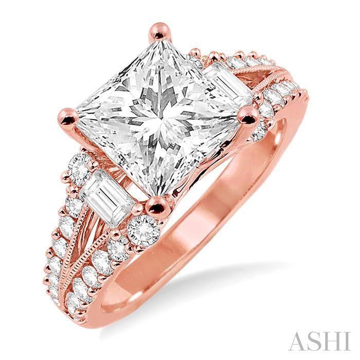 3/4 Ctw Diamond Semi-Mount Engagement Ring in 14K Rose Gold